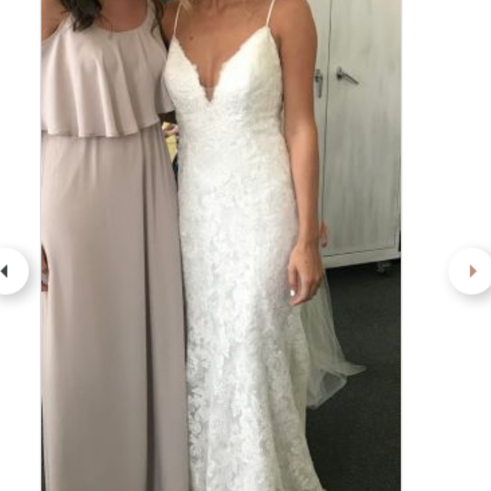 Wedding dress, NEVER worn, white, beaded, size 2
